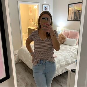 Madewell Pocket Tee Maroon Striped